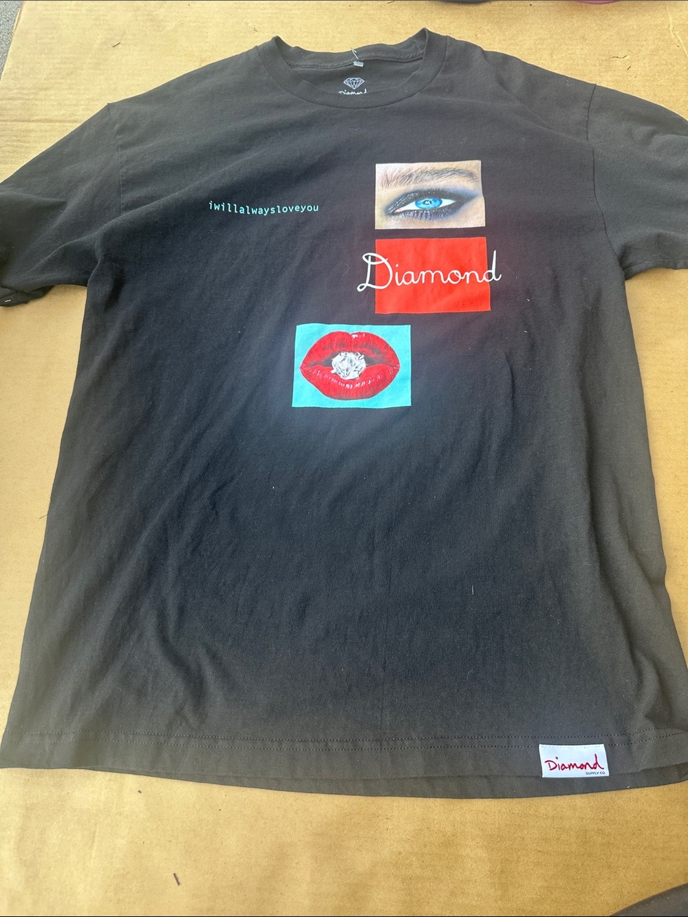 Diamond Supply Co. Black Short-Sleeve Tee with Red & Teal Graphic